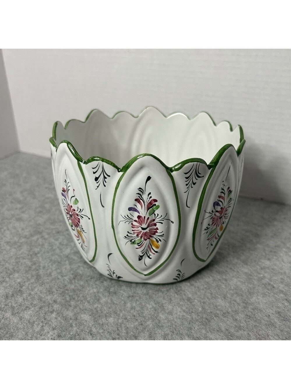 Handpainted Ceramic Bowl Portugal Signed 6.5x5”